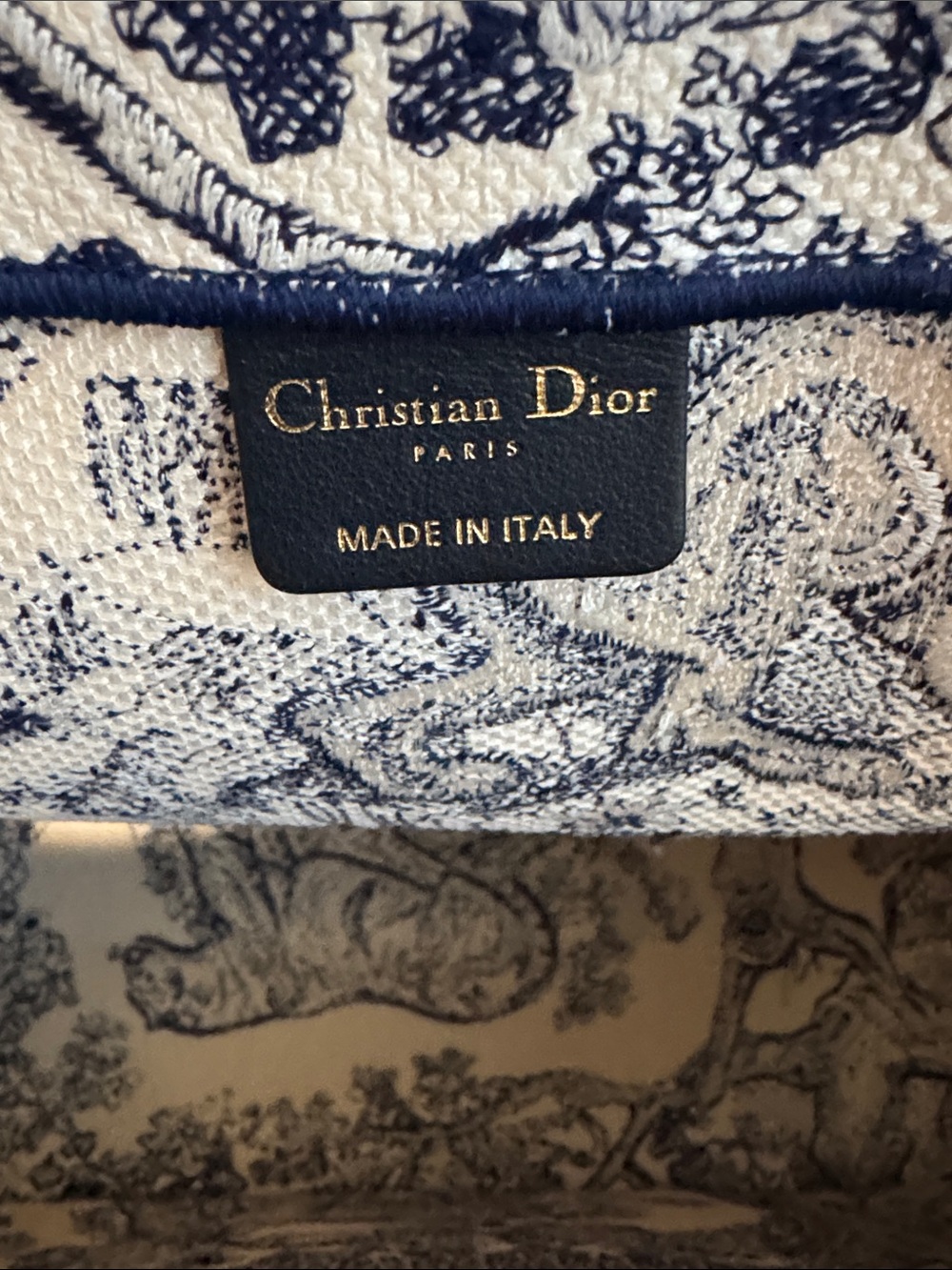 LARGE Dior Toile de Jouy Tote in Navy and White - Personalized ANA - Picture 5 of 6